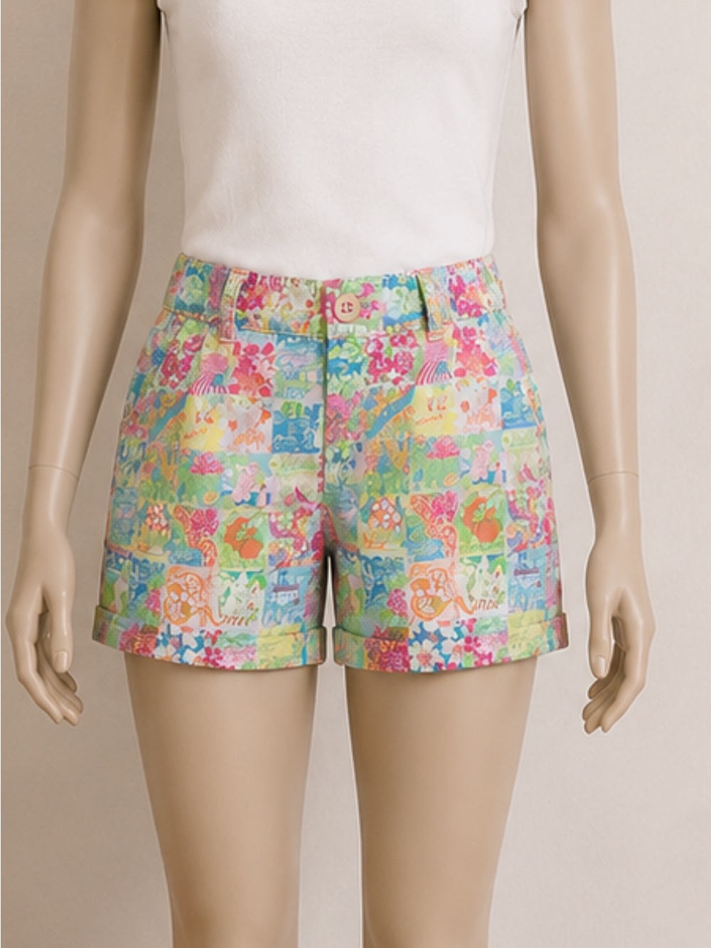 Lilly Pulitzer *State of Mind”  Pastel Patchwork Shorts